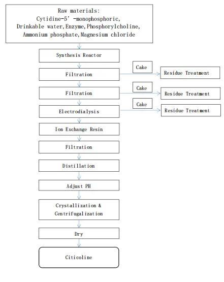 Citicoline Best Selling Cdp Choline Sodium CAS 987-78-0 Bulk Citicoline Powder flow chart